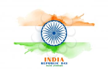 happy republic day india watercolor flag background