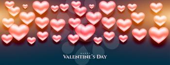 happy valentines day 3d hearts banner design