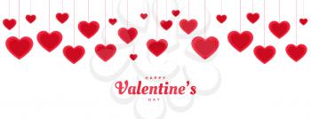 happy valentines day hanging decorative hearts banner design