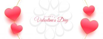 happy valentines day love hearts decorative white banner