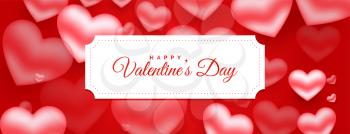 happy valentines day romantic 3d hearts banner design
