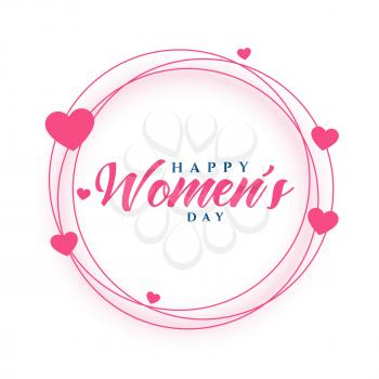 happy women's day hearts frame greeting card design