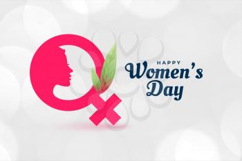 happy women's day poster with face and female symbol