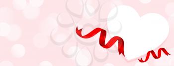 heart and ribbon valentines day celebration banner design