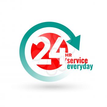 24 hours service everyday concept label design