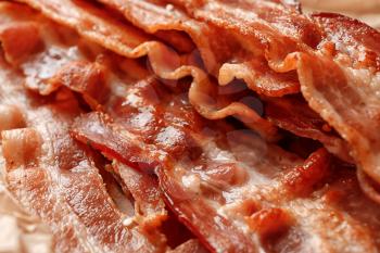 Tasty fried bacon, closeup�