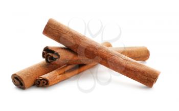 Cinnamon sticks on white background�
