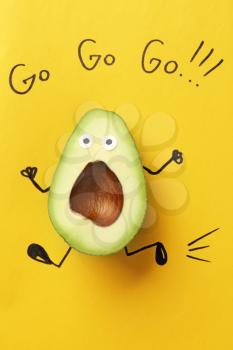Funny avocado on color background�