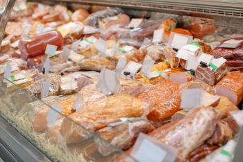 Fresh meat products in butcher shop�