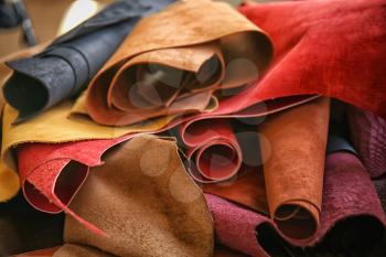 Assortment of colorful leather pieces�