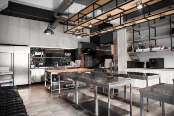 Interior of professional kitchen in restaurant�