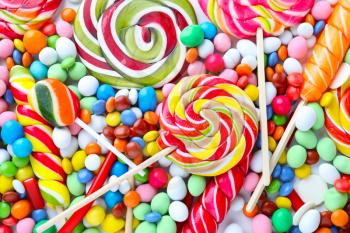 Many different candies, closeup�
