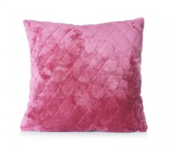 Soft decorative pillow on white background�