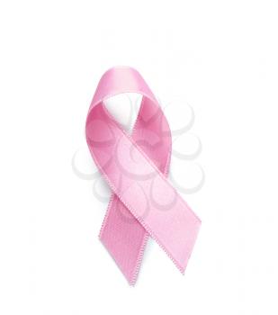 Pink ribbon on white background. Breast cancer concept�