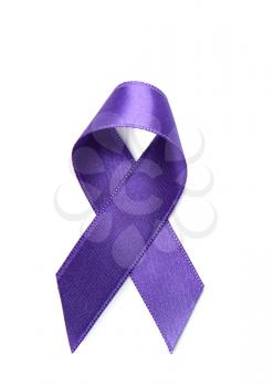 Purple ribbon on white background. Cancer concept�