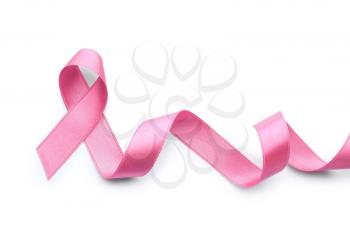 Pink ribbon on white background. Breast cancer concept�
