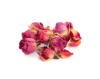 Dried roses on white background�