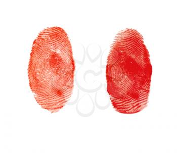 Bloody fingerprints on white background�