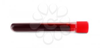 Test tube with blood sample on white background�