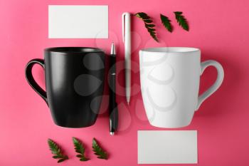 Set of items for branding on color background�