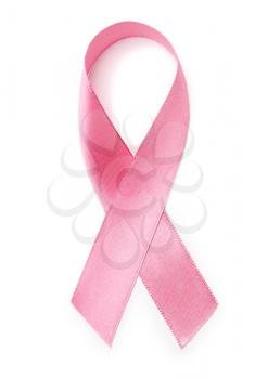 Pink ribbon on white background. Breast cancer awareness concept�