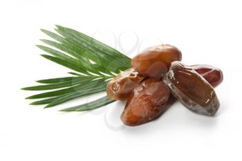 Sweet dried dates on white background�