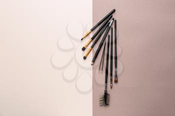 Set of tools for eyebrows correction on color background�