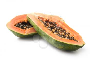 Tasty papaya on white background�