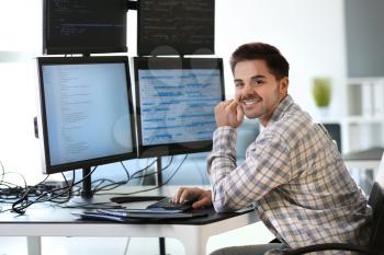 Portrait of male programmer in office�
