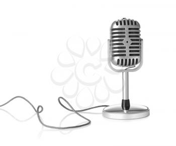 Retro microphone on white background�