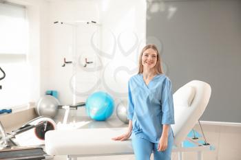 Female physiotherapist in rehabilitation center�