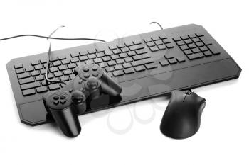 Modern gaming accessories on white background�
