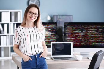 Portrait of female programmer in office�
