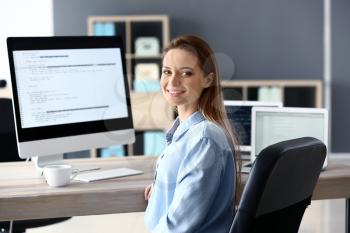 Portrait of female programmer in office�