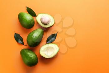 Fresh avocado on color background�