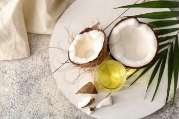 Composition with coconut oil on table�