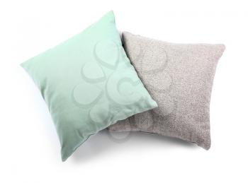 Soft color pillows on white background�