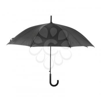 Stylish black umbrella on white background�