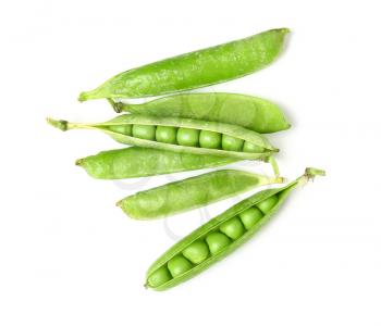 Tasty fresh peas on white background�
