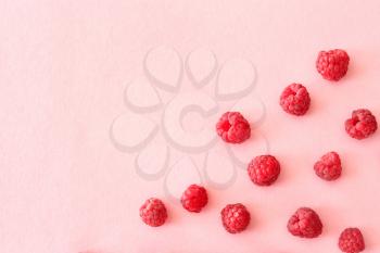 Sweet ripe raspberry on color background�