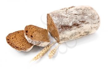 Tasty cut bread on white background�