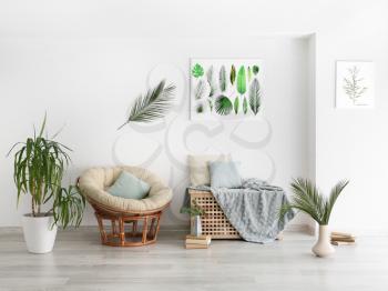 Interior of modern room with houseplants�