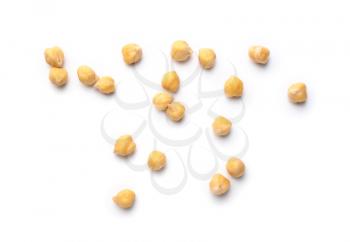 Raw chickpea on white background�