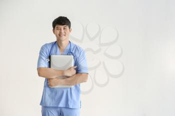 Asian student of medical university indoors�