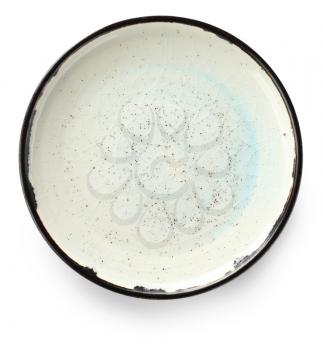 Empty ceramic plate on white background�