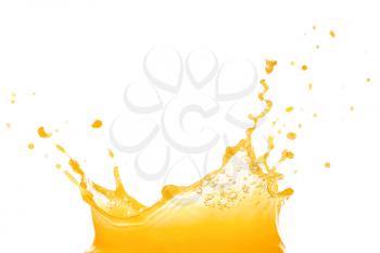 Splash of fresh orange juice on white background�