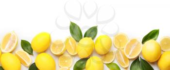 Ripe lemons on white background�