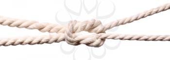 Ropes with knot on white background�