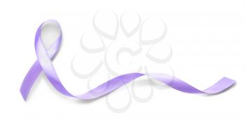 Lilac ribbon on white background. Cancer awareness concept�