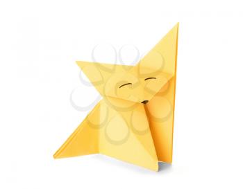 Origami fox on white background�